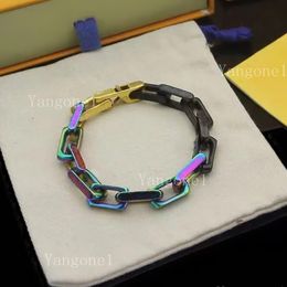 Fashion Top Quality Jewellery Men Iced Out Stainless Steel letter Women Colourful Bamboo Bracelets Miami Cuban Chain Bangle Slub Bracelet party Gift