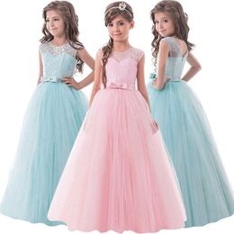 Elegant Children Clothing Kids Girls First Holy Communion White Tulle Dresses Girls Party Long Prom Gowns Kids Dresses for Girls Q0716