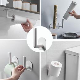 Kitchen Storage & Organisation Under Cabinet Paper Roll Rack Towel Holder Tissue Hanger Toilet Accessories Self-adhesive For Bathroom A6x2