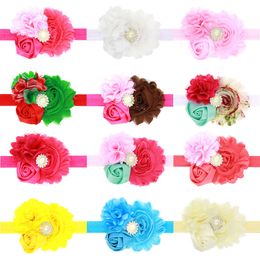 -Moda dulce bebé niñas elástico diadema linda flores hechas a mano Hairband DIY niños Headwear Ropa Decoración Regalo de cumpleaños