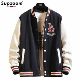 Arrival Preppy Style Cotton Thick Embroidery Rib Sleeve Bomber Jacket Brand Clothing Baseball Autumn Winter Casual 211105