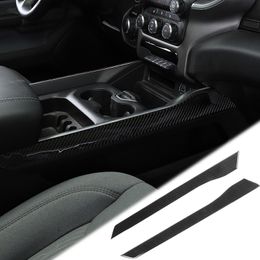 Black Carbon Fibre Central Gear Armrest Box Side Panel Decoration Accessories For Dodge RAM 18-20