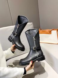 Botas altas negras estilo militar con cierre de cordones para mujer KITUI