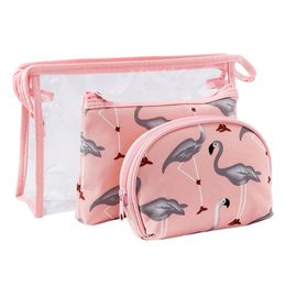 Organizador De Maquiagem Cartoon Animal Bag Ladies Cosmetic Storage Pouch Set Three Piece Suit Waterproof Clear Zipper Makeup Bag