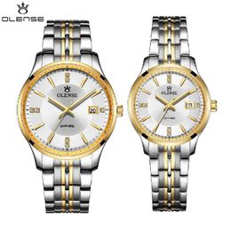 Wristwatches OLENSE 2022 Couple Watches Sapphire Glass Japanese Quartz Movement Lover Waterproof Luxury Fashion Wristwatch