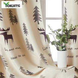 Curtain & Drapes YokiSTG Cartoon Elk Print Blackout Curtains For Bedroom Living Room Kid Castle Decoration Window Treatment Drape