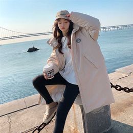 Down Cotton Padded Jacket Women's Winter Korean Loose Medium and Long Parkas Women 211216