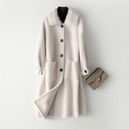 Winter Women Cashmere Long Coat Elegant Suede Inner Furry Wool Coat Fashion Warm Coat With Pocket Casaco Feminino 211019