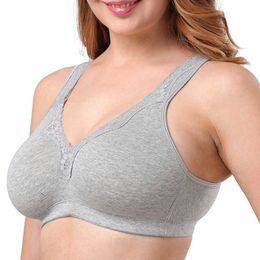 Womens Cotton Bras Sexy Lingerie Tops Plus Size Bralette Big Full Cup Wireless Brassiere Underwear A B C D E F 210623