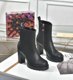 classical brand design fashion chunky heel martin boots luxury designer Leather Women boots