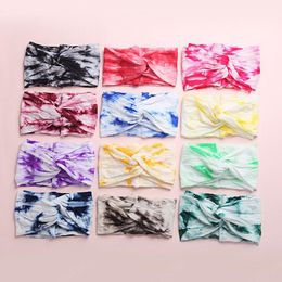 12 Colours Baby Girls Tie Dye Cross Headbands Soft Summer Nylon Stretch Knot Hair Bands Head Wrap For Toddlers Newborn Turban