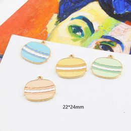 10pcs Metal Gold Colour Hamburger Enamel Charms Macaron Cake For DIY Bracelet Earring Necklace Pendants Jewellery Accessory