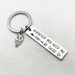 Simple Keychain Man WHENEVER YOU NEED ME OWL Key Holder Bags Unisex Letter Color Zinc Alloy Key Chain