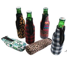 330ml 12 oz Universal Neoprene Beer Bottle Coolers Cover with Zipper, Bottle koozies, Softball, Sunflower Pattern DAP145