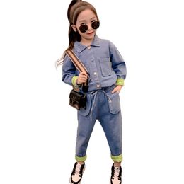 Kids Denim Clothes Girls Jacket + Pants For Spring Autumn Girl Clothing Casual Style Childrens 210528