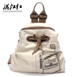 MANJIANGHONG Large Capacity Ladies Canvas Backpack Fashion Cotton and Linen Travel Bag Leisure Wild Simple Student Bag 210922