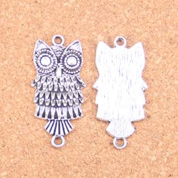 57pcs Antique Silver Plated Bronze Plated owl connector Charms Pendant DIY Necklace Bracelet Bangle Findings 17*13mm