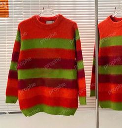 mens knitted cardigans Australia - Womens Sweater Men Women Rainbow Knit Pullover Cardigan Contrast Color Stripe Sweatshirts Fashion Letters Vest 5 Styles