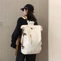 Backpack Fashion Man Canvas Travel Large Capacity Bagpack Women Solid Color Simple School Bag Unisex Laptop Bags Male Bookbags