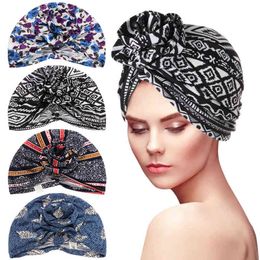 Fashion Women Flower MuslimTurban Hijab Cancer Head Scarf Chemo Hair Loss Hat Headwear Bandana Camping Hiking Accessories Y1229