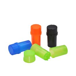 Colorful Mini tobacco herb grinder plastic grinders for smoking herbal machine with Airtainer Storage Container Case