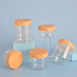 30ml~120ml PET plastic cream bottle, wide mouth bottle with wood grain plastic lid, skin care product packaging material