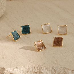 Dripping Oil Square Stud Earrings Exquisite Golden Mini Earrings Ladies Jewellery Gifts