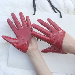 Ladies Genuine Patent Leather Gloves Half Palm Sheepskin ColorFashion Stage Women's Motorcycle Customised H1022