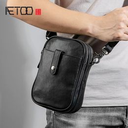 HBP AETOO Leather Slant Bag, Men's Mini Bag, Trendy Leather Shoulder Bag