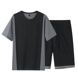 Men's Tracksuits Plus Size Summer Men Short Sleeve Sets 2 Piece Fashion Colour Matching Sportswear Tracksuit Casual Jogger Sweat Suits S-5XL