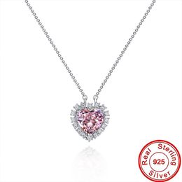 Romantic Lovers Pink Diamond Pendant 925 Sterling Silver Party Wedding Pendants Necklace For Women men moissanite Jewellery Gift