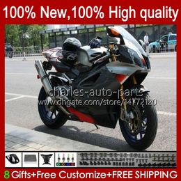 Moto Bodywork For Aprilia Mille RV60 RSV1000 R RR 2004 2005 2006 Body 11No.111 RSV-1000 RSV1000RR RSV1000R 04-06 RSV 1000 R 1000R 1000RR 04 05 06 Fairing Kit blk sillver