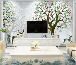 Custom photo wallpaper 3d murals wallpaper Modern fresh European cartoon forest deer background wall painting decorative painting