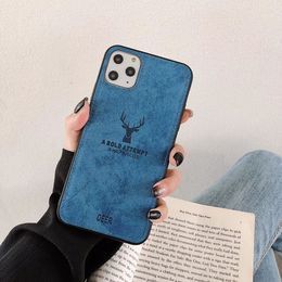 Deer Hybrid TPU + PU Leather Phone Cases For iPhone 13 12 11 Pro Max XR 8 Plus Fashion Animal Cloth Cover