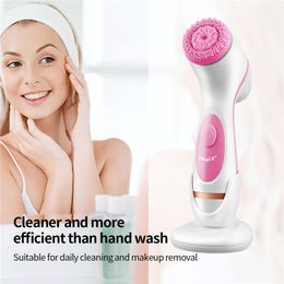 3 In 1 Electric Facial Cleansing Brush Silicone Rotating Face Brush Deep Cleaning Blackhead Remover Facial Massage