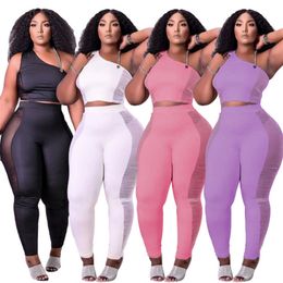 wholesale items pantsuit sportswear two piece set tracksuits outfits sleeveless sexy y2k top trousers sweatsuit pullover legging suits klw7263