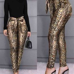 Best Selling Women's Clothes Casual Snakeskin Bronzing Printed Harem Pants Stretch Feet Women's Casual Trousers Q0801