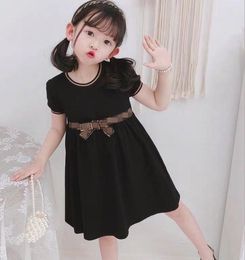 Kids Bow Cute Dresses Elegant Short Sleeve Skirt Luxury Baby Girl's Clothing Lace Princess Dress