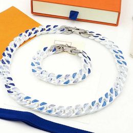 Men's Charming luxurious blue sky chain Stainless steel Branded Men Punk titanium iced out bracelets fashion Miami cuban link chains hip hop love bracelet