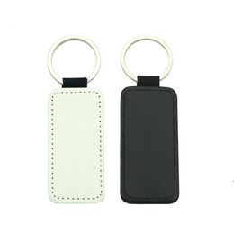 Sublimation key chain blank pu leather keychain hot transfer printing key ring single-sided printed keychain diy strip gifts ZZE8286