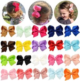 2Pcs/lot 4'' Cute Solid Grosgrain Ribbon Bowknot Hair Clips For Girls Handmade Hairpins Barrettes Headwear Kids Hair Accessories