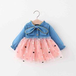 Baby Girl Dress Long Sleeve Tulle Tutu Sundress With Denim Dress Princess Ball Gown Party Dresses Baby Girl Clothes G1129