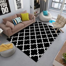 simple living NZ - Carpets Hand Woven Cotton Linen Big Carpet Nordic Plaid Simple Living Room Bedroom Floor Mats High Quality