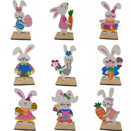 Party Supplies Happy Easter wooden Table Decoration Signs Bunny Centerpiece Tabletop Decoration for Home Office Decor Ornaments