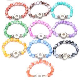 Colourful Beads Snap Bracelet Diy Charms Bangle Fit 18mm Snap Buttons Jewellery For Wome jllKvM