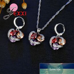 Three Linked Wholesale Colorful Ball Rhinestone Trendy Jewelry Set For Girl Women Silver Necklace Pendent Earrings