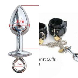 Nxy Sm Bondage Women Wrist Handcuffs to Anal Butt Plug Fancy Dress Insert Lockable Cuffs Parts Adult Couples Roleplay Sex Toy 1223