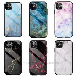 Fashion Real Tempered Glass Hard Cases For Iphone 13 Pro MAX Mini 2021 12 11 XS XR X 8 7 6 Plus Soft TPU Marble Natural Granite Stone Rock