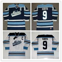 Custom Mens #9 PAUL KARIYA Maine Black Bears Jersey 1993 NCAA Throwback Hockey Jersey Vintage K1 Sportswear White Blue Or Personalized Any Name Number S-5XL C Patch