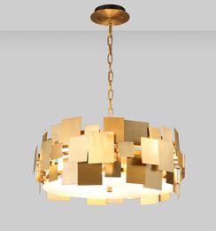 Modern LED Chandeliers Lighting Nordic Stainless Steel Acrylic Round Gold Pendant Hanging Lamp Bedroom Living Room Light Lustre